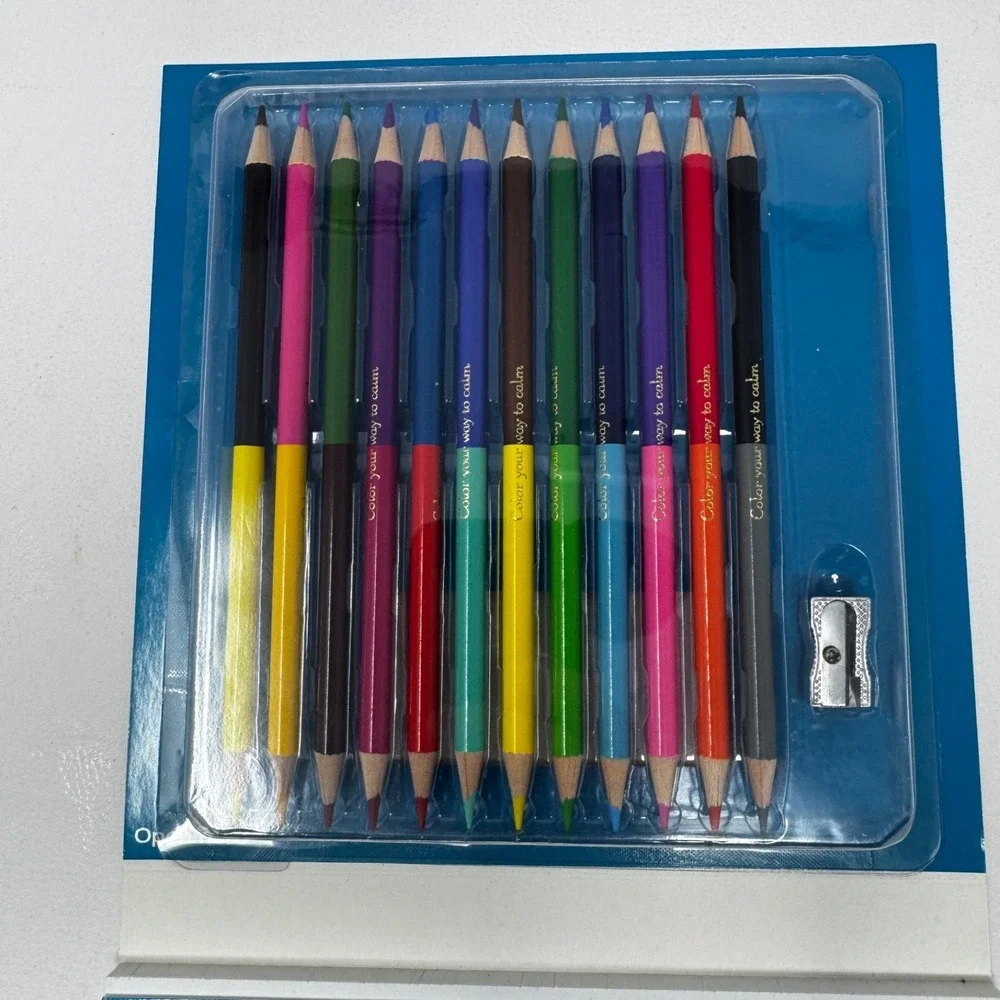 Island Breeze Adult Coloring Book w/24 Color Pencils Sharpener Detachable Sheets